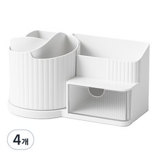 티핑하우스 회전형 데스크탑 서랍형 수납함, 화이트, 4개