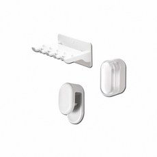 FaSoLa 免打孔3合1多用途壁掛牙膏夾 牙刷收納架, 2組 白色 5.6x3x2.4cm