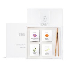 Kkokdam 罐裝花茶禮盒 4款組, 菊花茶+艾草茶+金盞花茶+洋槐花茶+茶葉夾, 1組