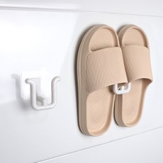 리빙홈디테일 접착식 실내화 거치대 슬리퍼 걸이 후크 LHD-043, 화이트, 2개