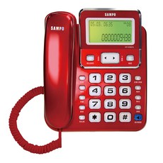 SAMPO 聲寶 大螢幕來電顯示有線電話 紅色, HT-W901L