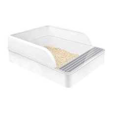 萌貝貝 半封閉防外濺貓砂盆 PP塑料材質, 白色, 36.7 x 49.6 x 18.5cm, 1個