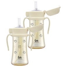 토비앤몰리 여아용 PPSU 원터치락 빨대컵, 280ml, 2개, 돗바니 바닐라