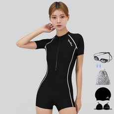 AQUATICA 女款短袖連身泳褲 AQA27515+選手專用配件組 6件組