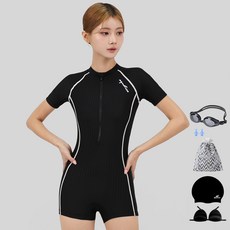 AQUATICA 女款短袖連身泳褲 AQA27515+配件組 6件組