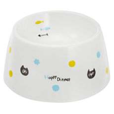 MARUKAN 加高陶瓷碗 貓用 15cm外直徑 7.5cm高 碗裏有做特別標記, 藍色 + 黃色 + 白色, 1個