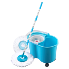 U-mop 超長桿 + 移動桶手壓式旋轉拖把組 相容他牌脫水桶, 1組, 拖把桿(150cm)+拖把布盤(40cm)+脫水桶(45 x 29 x 29cm)