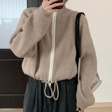 피어니스트 여성용 쇼트 집업 가디건 니트