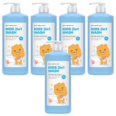 베비언스 카카오 리틀프렌즈 키즈 헤어 앤 바디워시 대용량, 1L, 5개