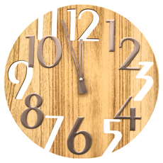 dayneeds 日需百備 木質紋理 木匠時光 壁掛式時鐘 原木款 SBN-CK2-LG, 木色