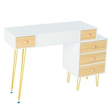 dayneeds 日需百備 Reno里諾金色腳架梳妝台 化妝台 化妝桌 化妝收納 梳妝台, 金色 + 木色 + 白色, 1個