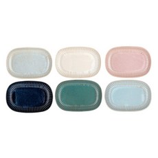 NICOTT 方圓形碟子 6入套組 簡約設計 輕巧堅固 環保陶瓷材料, 1組, 18.6 x 12.3 x 2.5cm, 混合顏色