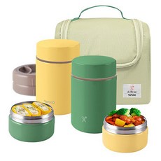 TAFUCO 泰福高 不鏽鋼保溫雙層便當盒 1240 組 1200ml, 草綠色, 1.2L