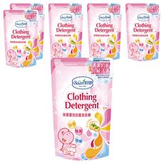 Baan 貝恩嬰兒抗菌洗衣精補充包, 有效分解各種汙漬, 同時保護衣物, 綠色環保APG洗淨成份, 800ml, 6包