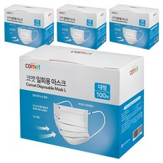 코멧 쉽게 뽑아쓰는 일회용 마스크 대형, 100개입, 4개, 화이트