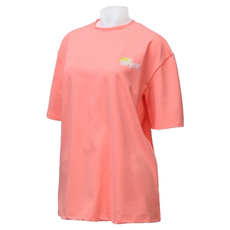 TUBE TREE 女款字母塗鴉寬鬆短袖防曬T恤 B6218, Peach