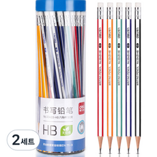 델리 육각 지우개연필 문구연필 50p 세트, HB, 2세트, 2개