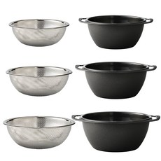 덴라이프 누들샐라 양손 체망 + 보울 3종 세트, Small 19cm + Medium 22cm + Large 25cm, 1세트