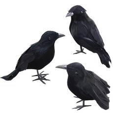 仿真烏鴉模型 3入, 1組, 黑色