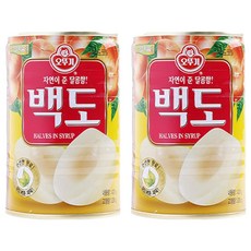 오뚜기 백도 반절 통조림, 400g, 2개
