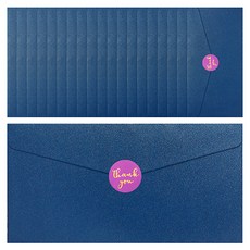 Cherish Young Art 感謝信封 20入 + 貼紙 30入, 海軍藍(信封), 紫色(貼紙), 1套