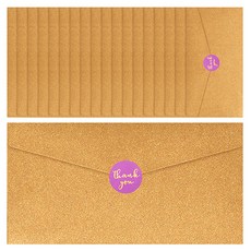 Cherish Young Art 感謝信封 20入 + 貼紙 30入, 金色(信封), 紫色(貼紙), 1套