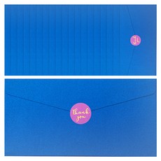 Cherish Young Art 感謝信封 20入 + 貼紙 30入, 藍色(信封), 紫色(貼紙), 1套