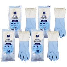 태화 면코팅 투톤 고무장갑 양손착용, 블루, 중(M), 4세트