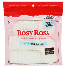 ROSY ROSA NBR 化妝海綿 圓型 & 方型 粉底/遮瑕用 30個入, #845528, 1包