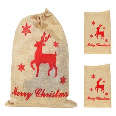 스투피드 크리스마스 패브릭 선물자루 소형, 사슴, 3개
