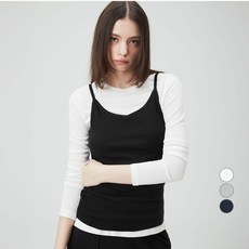 ELLEPARIS 여성용 통기성 브이넥 베이직 립 탱크 나시