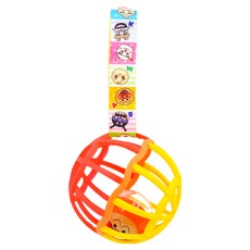 麵包超人 附吊帶搖搖球中球 日本卡通造型 發出鈴鈴聲 安撫孩童, 紅色