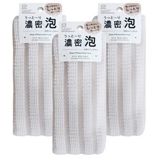 KOKUBO 小久保 蓬鬆型沐浴巾 聚酯纖維, 粉白條紋, 3個