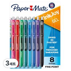 페이퍼메이트 잉크조이 젤펜 0.5mm 8색, 혼합색상, 3세트