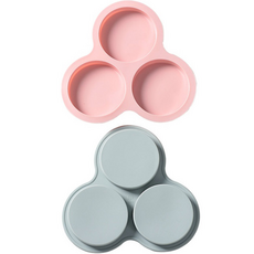 E-home baking 手工鬆餅矽膠模具 3孔 9.8 x 2 cm 2件組, 1套, 藍色, 粉紅色