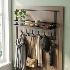 마메 무타공 선반 도어 행거 문걸이 후크 6구, 1개, 블랙