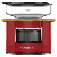 oceanrich 便攜式單杯萃取旋轉咖啡機, 附外出袋, S2, 紅木紋