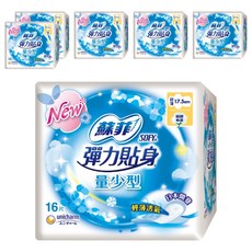 SOFY 蘇菲 彈力貼身超薄量少衛生棉 潔翼型, 17.5cm, 16片, 6包