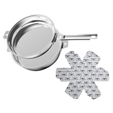 THANKFUL 膳夫 鋼好鍋系列 不鏽鋼煎鍋組, 不鏽鋼煎鍋24cm + 不鏽鋼煎鍋28cm + 可拆卸手柄 + 鍋具防磨墊 2個, 1組, 不鏽鋼色