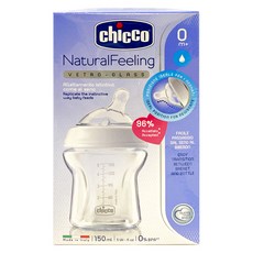 Chicco 天然母感兩倍防脹玻璃奶瓶，小單孔一般流量，150ml, CNA806110, 1個
