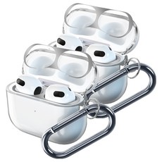 GOOSPERY AirPods 3代 混合果凍登山扣保護殼 + 防鐵粉貼紙, 透明(保護殼), 隨機出貨(貼紙)