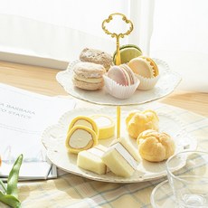 Kitchen Awesome 北歐風金線2層甜點架, 混色, 1組