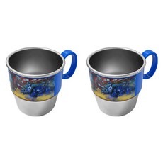 LE BARN 孩童龍甲合體手把不鏽鋼杯, 2入, 混色