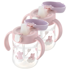 Richell 利其爾 TLI防漏杯 SD 200ml, 粉紅熊, 2個