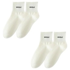 소니오 여성용 스마일 레터링 패션 양말 2켤레 세트