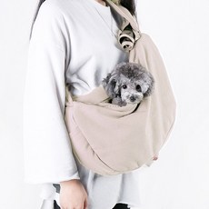 DING DONG PET 基本款寵物網眼斜背包, 米色, 1個