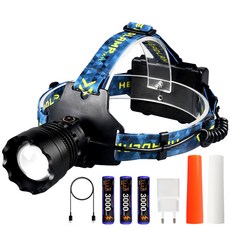 몬스터파워 헤드랜턴 XHP360, 블랙 + 블루, 1개