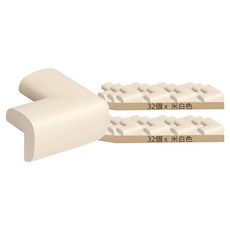 咪咪購物 防撞邊條桌角保護套, 米白色, 64個