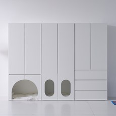 웰퍼니쳐 위디 패밀리 옷장 1단 엔트리 + 1단 쉼공간 + 3단 서랍 2400 세트 방문설치, 매트 아이보리