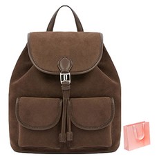 J.ESTINA 女款MAY皮革SM後背包 JHNCHB5BF420DB260+購物袋, 深棕色